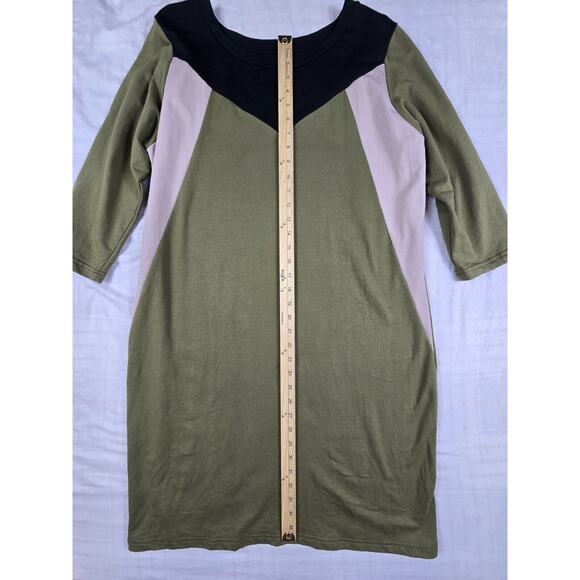 Synergy Shift Dress Organic Cotton Scoop Neck 3/4 Sleeve Colorblock XL - Picture 5 of 8